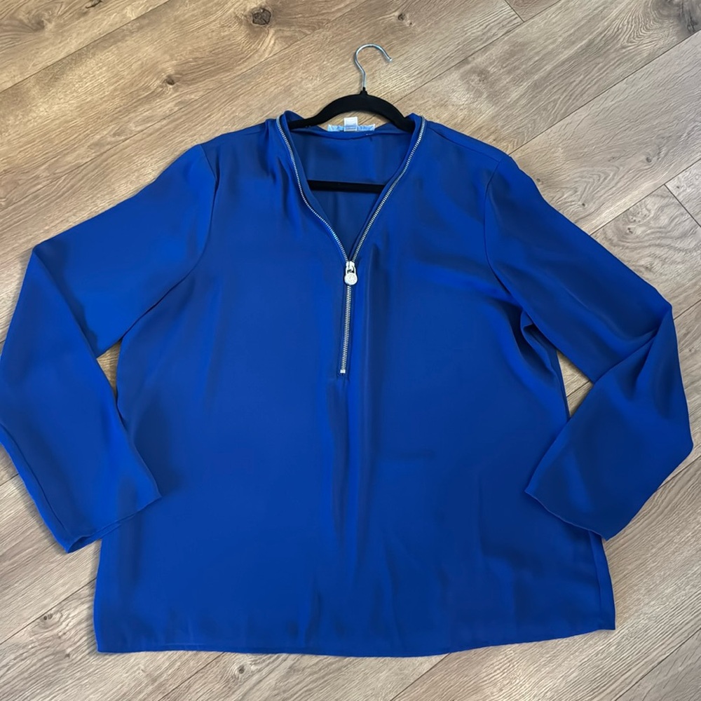 Michael Kors blue long sleeve blouse